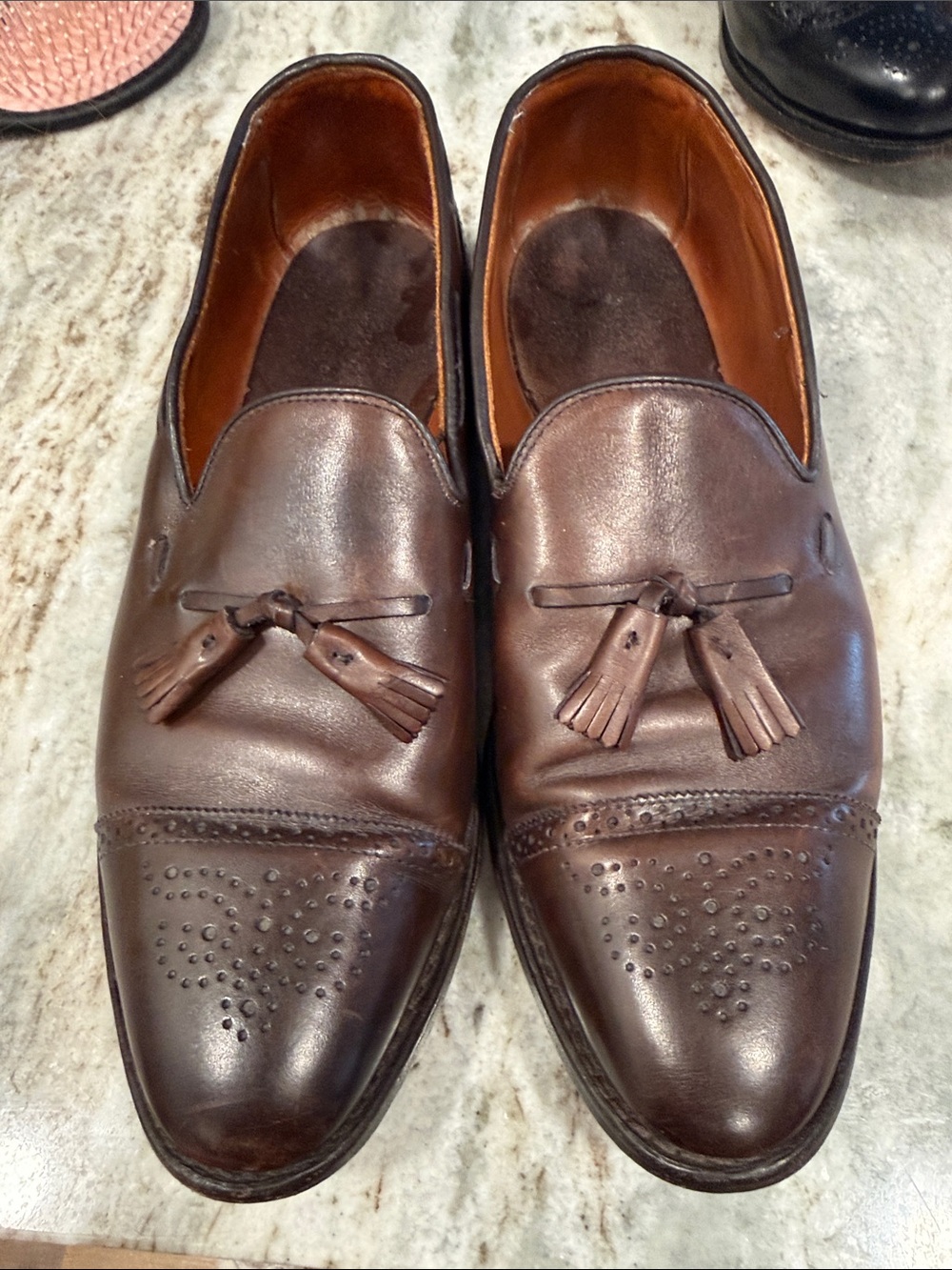 Allen Edmonds Tan Leather Oxford with Black Rubber Heel